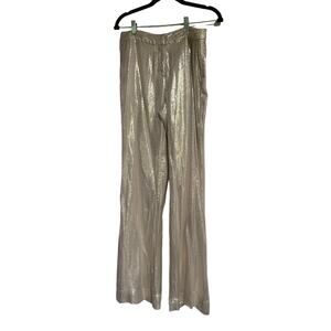 Derek Lam 10 Crosby Gold Lame' Metallic Wide Leg Lined Pant Womens Size 4